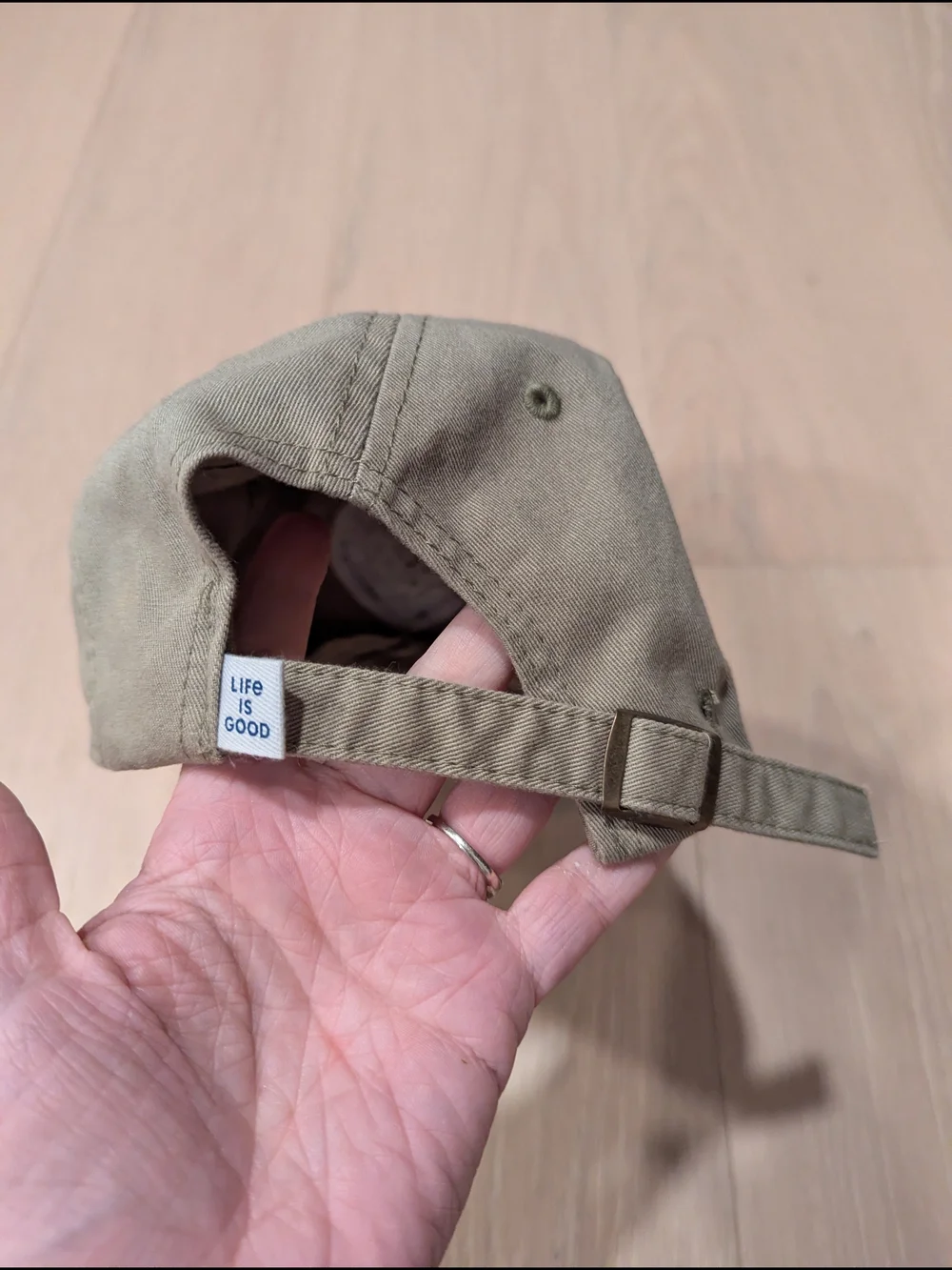 Life Is Good Khaki Baseball Cap with Heart Patch